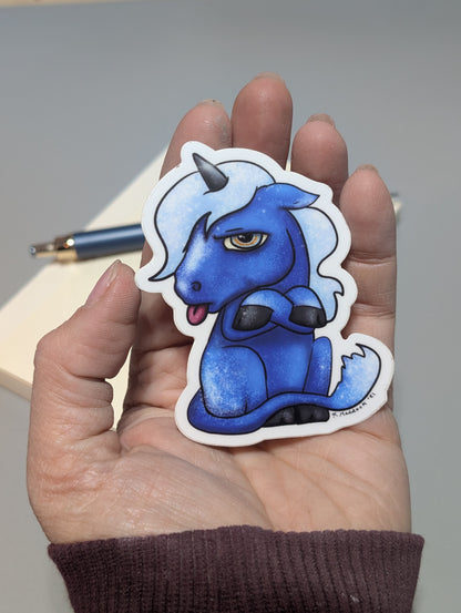 Grumpy Blue Ponycorn Sticker