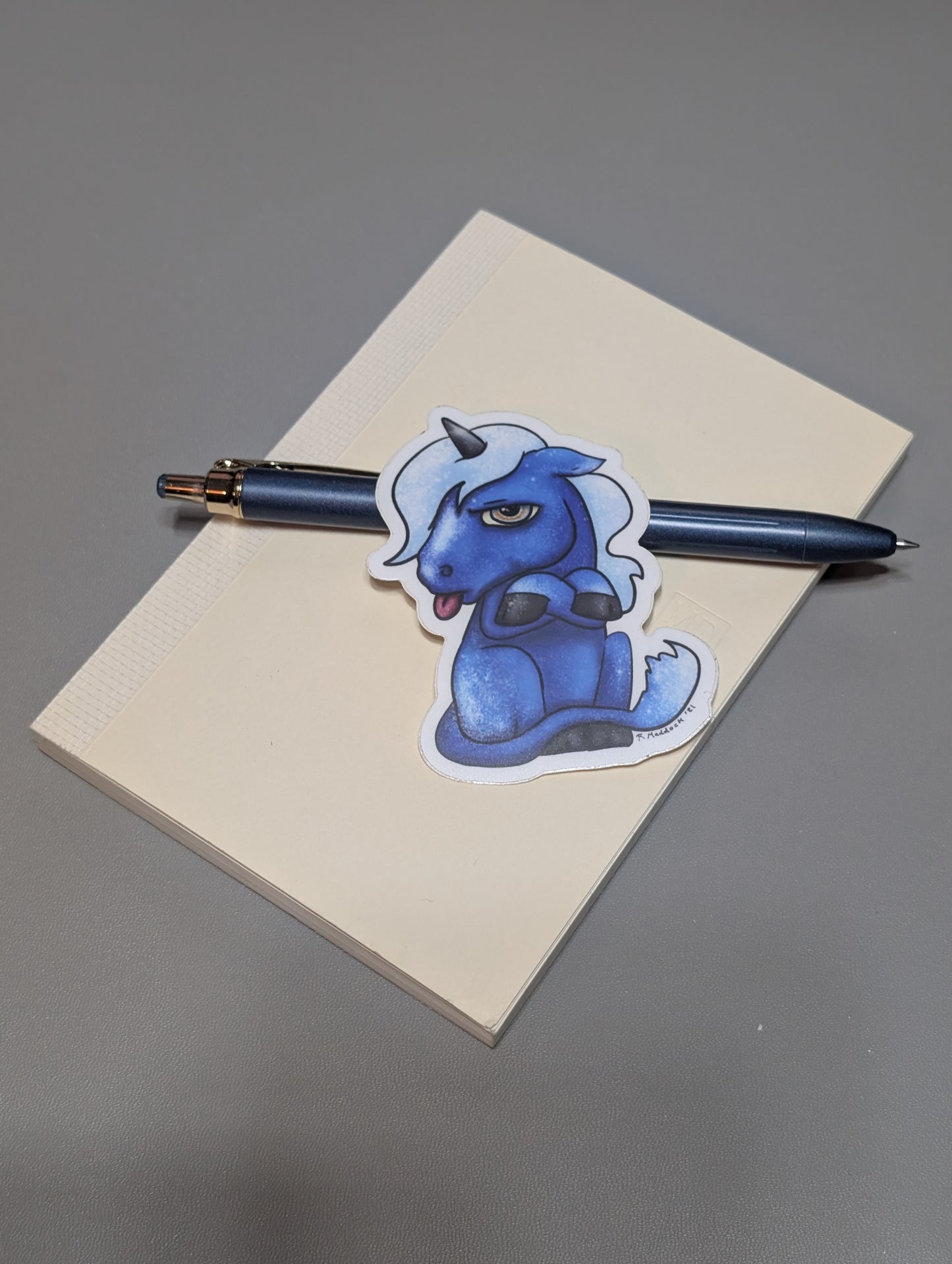 Grumpy Blue Ponycorn Sticker