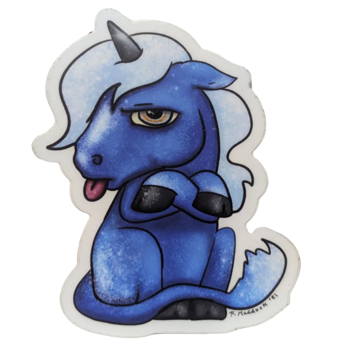 Grumpy Blue Ponycorn Sticker