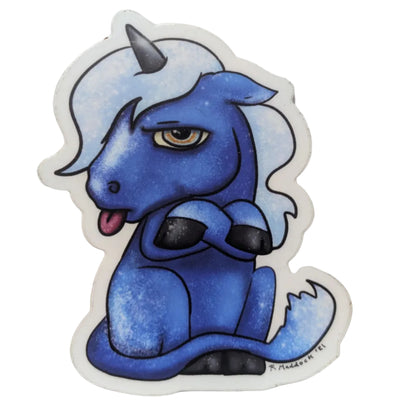 Grumpy Blue Ponycorn Sticker