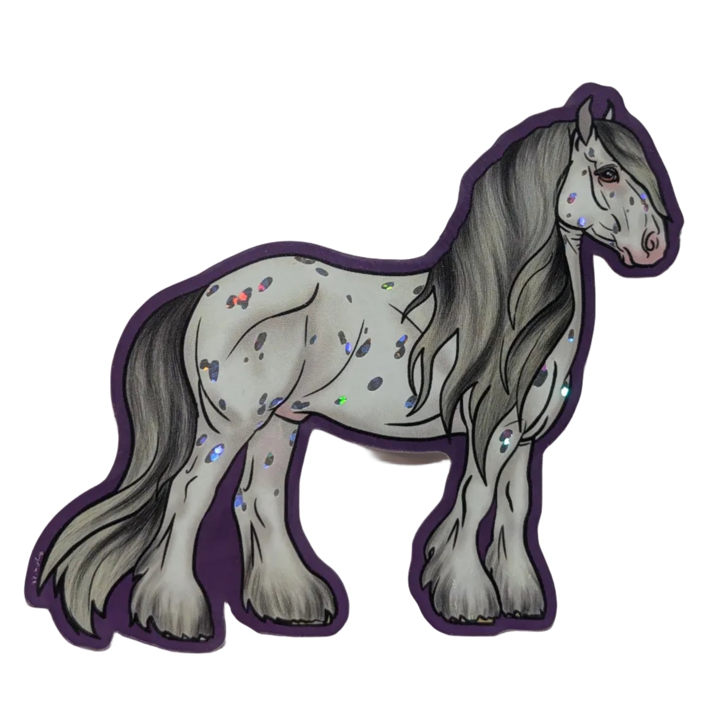 Holographic Appaloosa Friesian Horse Sticker