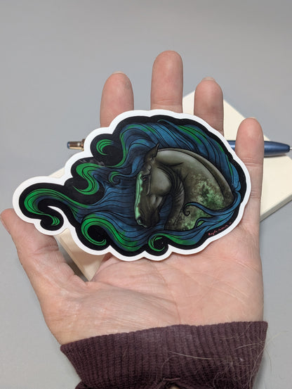Wild Green Kelpie Horse Sticker