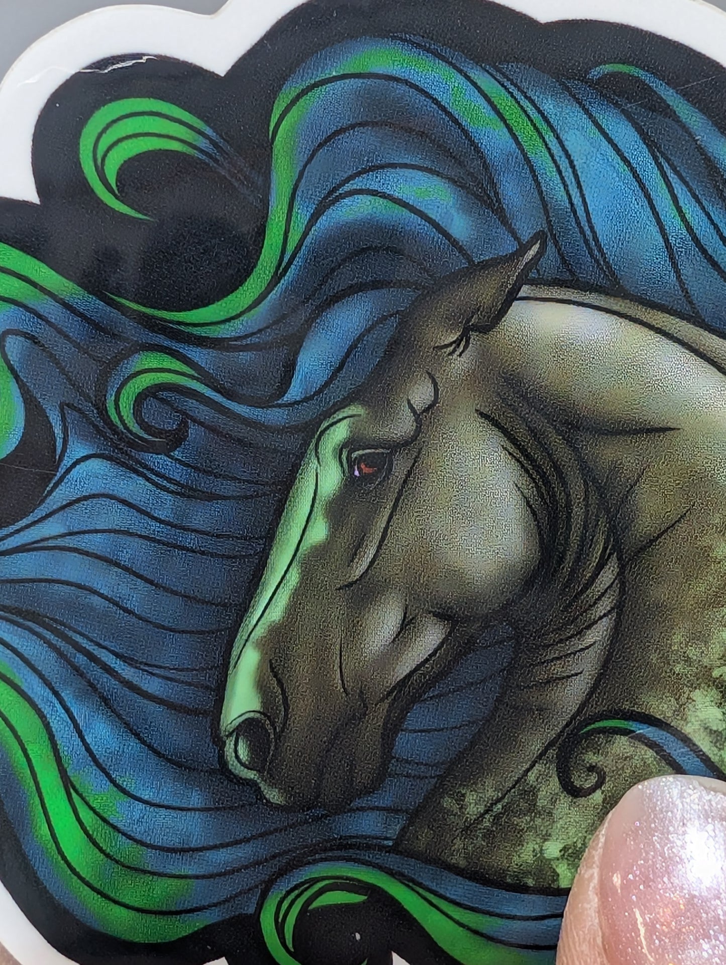 Wild Green Kelpie Horse Sticker