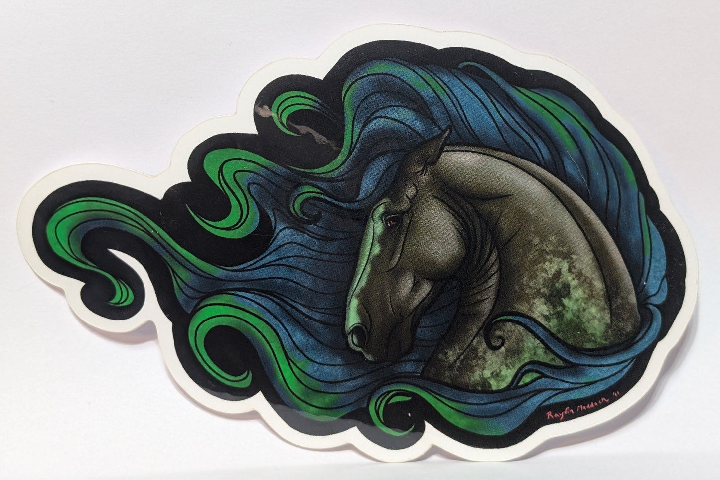 Wild Green Kelpie Horse Sticker